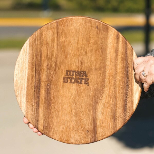 Iowa State Tuckahoe Round Teak Cutting Board front